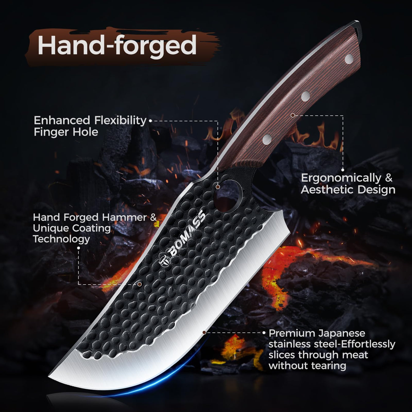 3pcs-butcher-knife-set-hand-forged-kitchen-knife-set-high-carbon-japanese-knife-serbian-chef-knife-boning-knife-for-meat-cutting-outdoor-cooking-bbq-camping-gift-men view 2